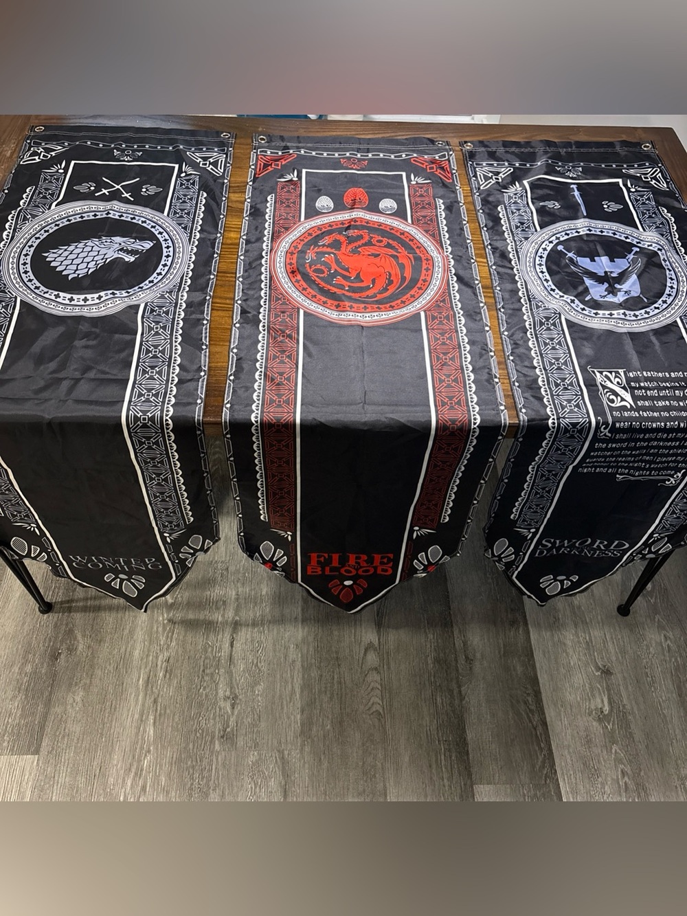 🐉 Game of Thrones House Banner Lot of 3 Stark Targaryen Night's Watch 17x60